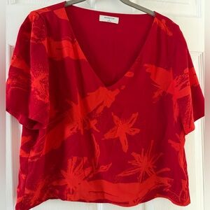Babaton Red and Orange Floral Blouse